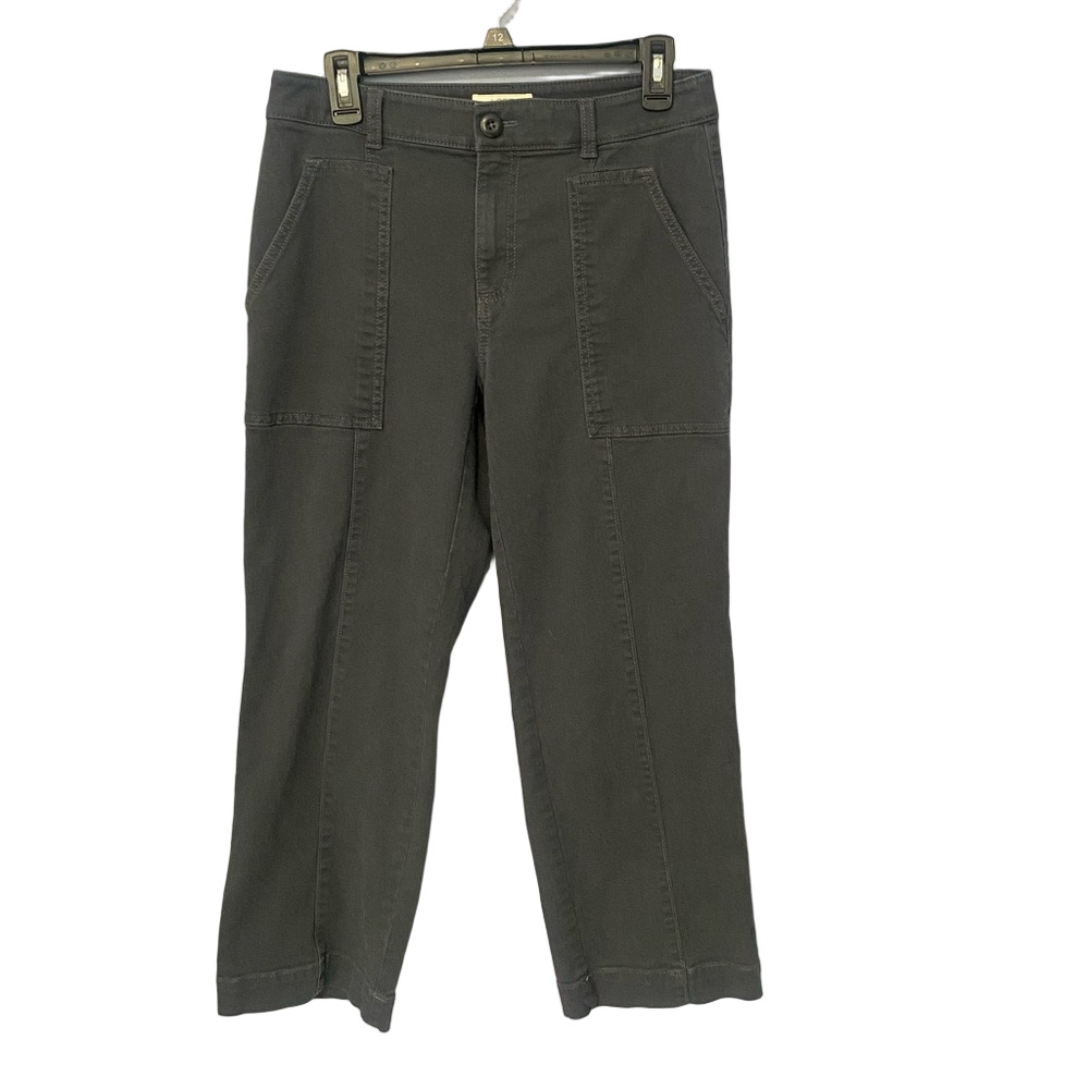 Loft Gray Cotton Straight Leg Pants curvy Size 8P